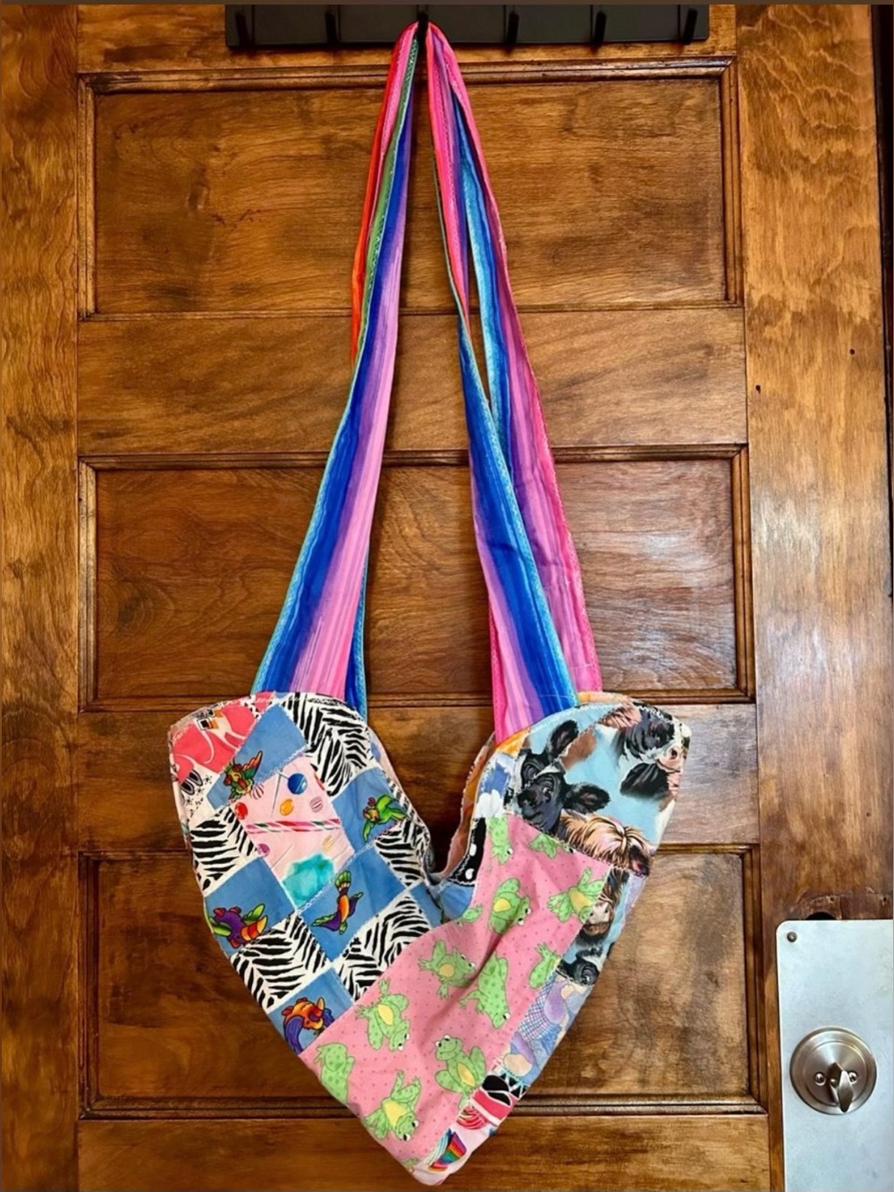 Handmade Heart-Shaped Patchwork Tote Bag
